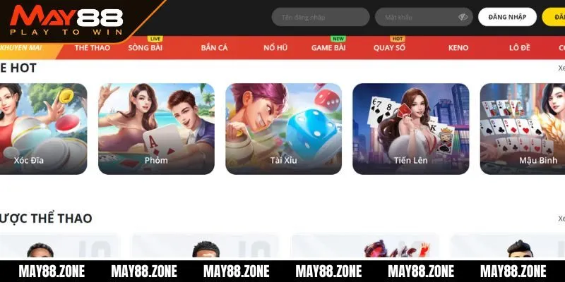 MAY88 - Trang Chủ 15 Kho game cá cược đa dạng